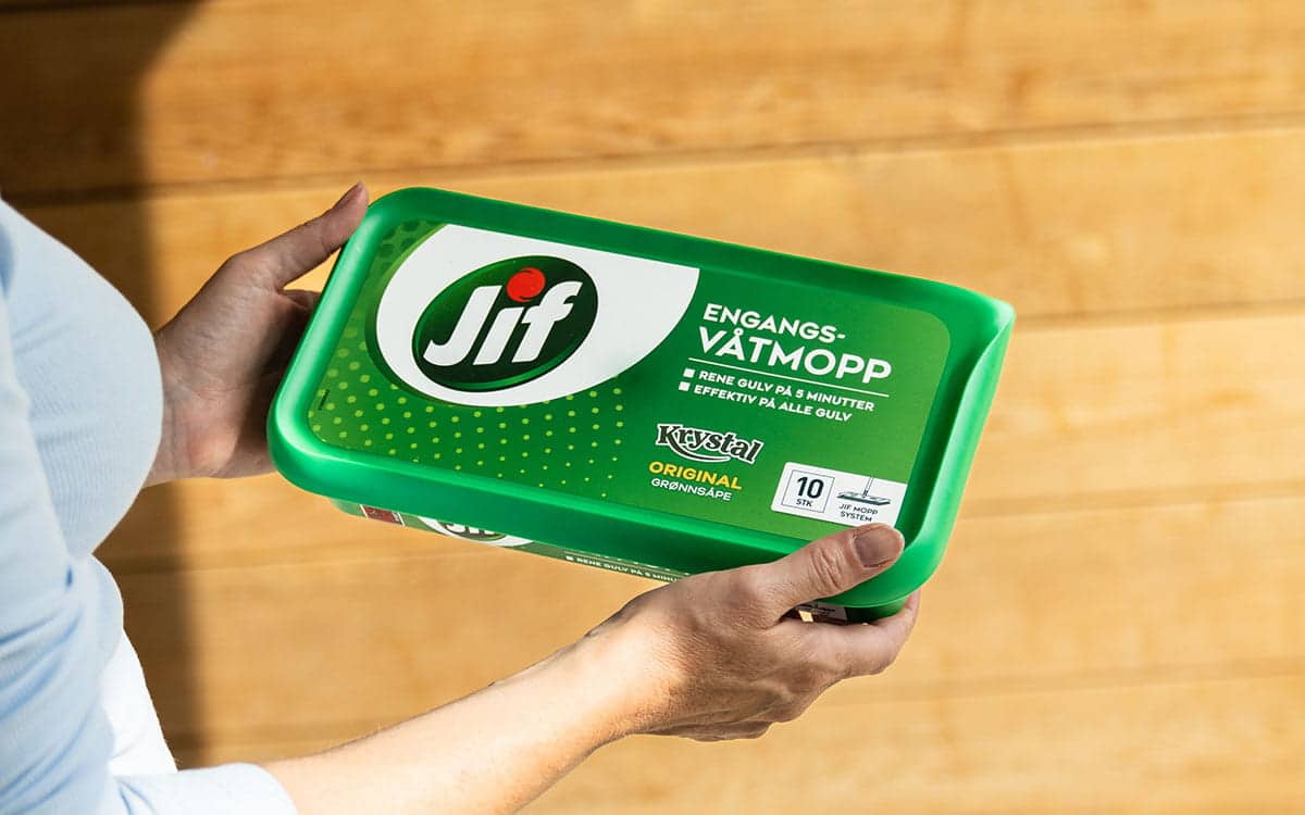 Jif Engangsvåtmopp til å vaske parkett.